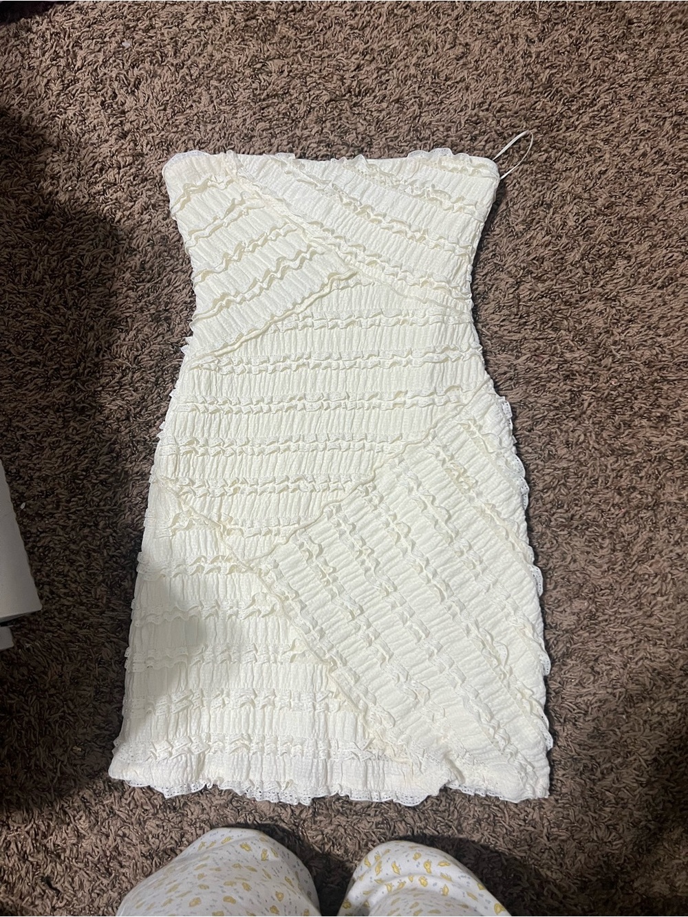 Altar'd State Cream Strapless Smocked Mini Dress